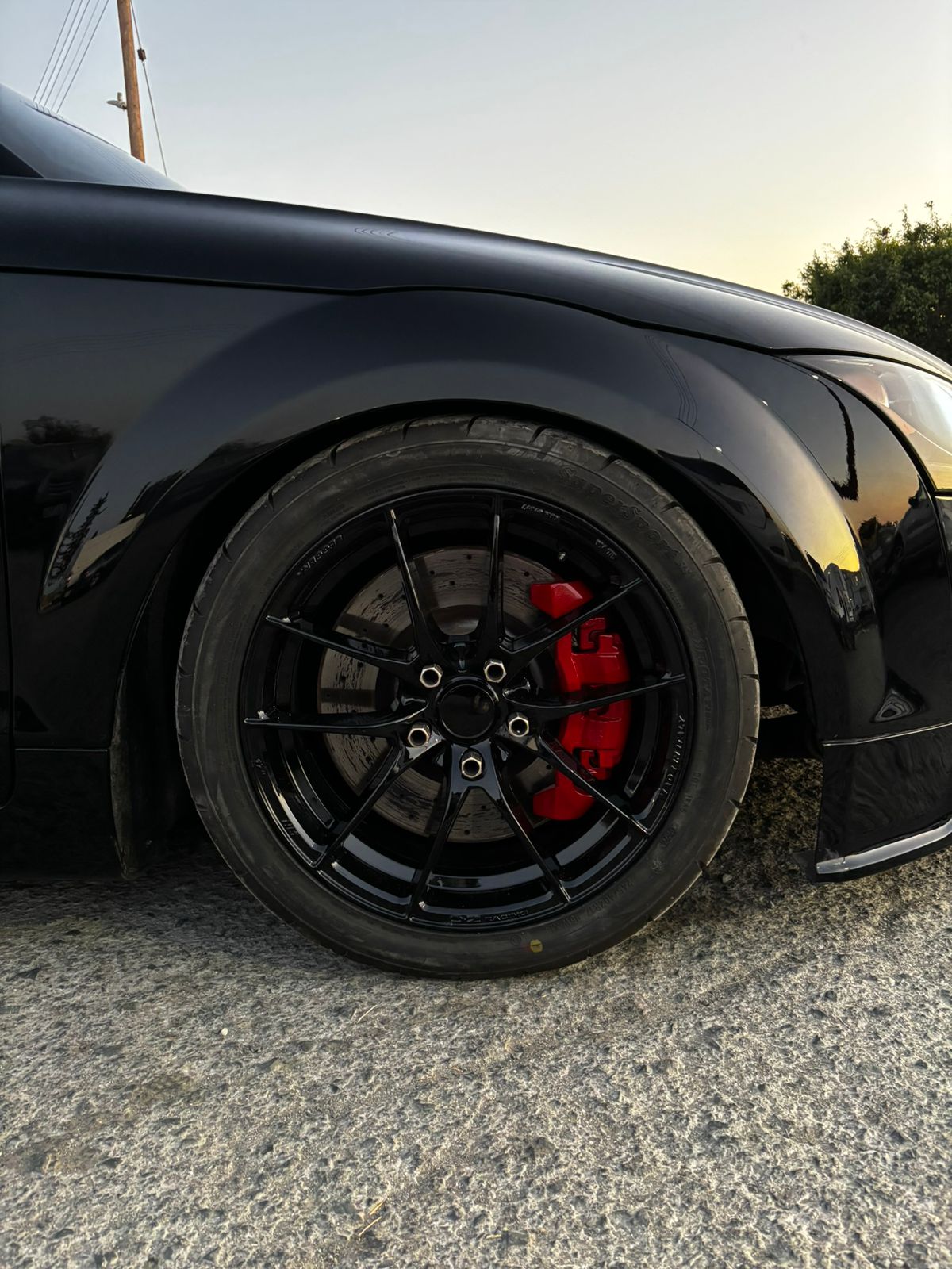Red calipers on black Audi